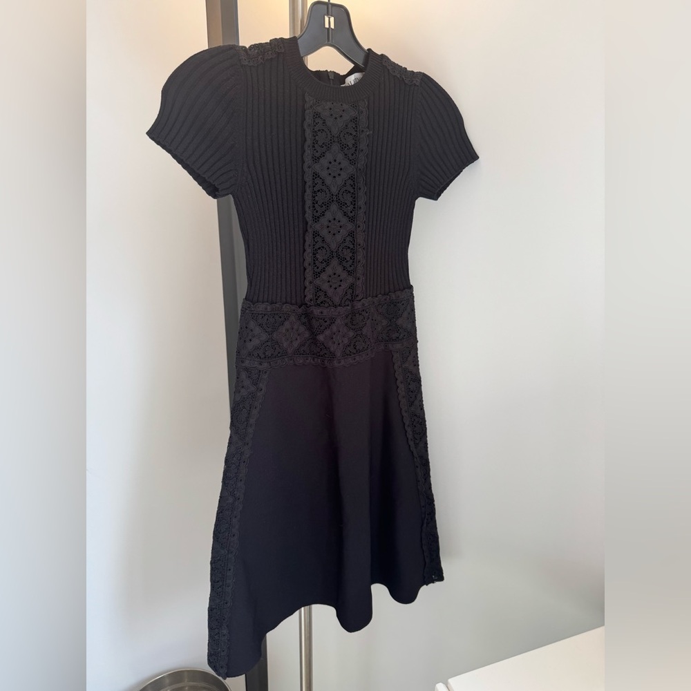 Valentino size XS Black Knit Dress with lace